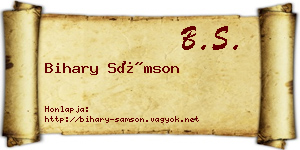 Bihary Sámson névjegykártya